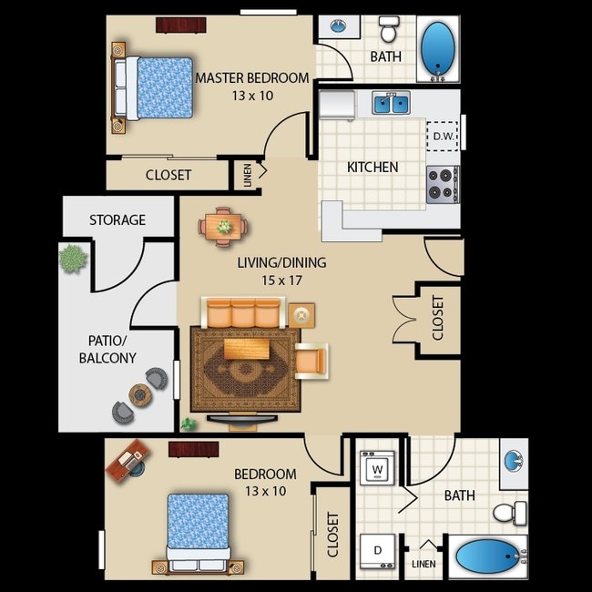 Raven Floor Plan - Buffalo Creek Apartments