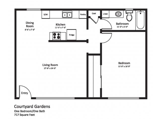 1BR/1BA - Courtyard Gardens