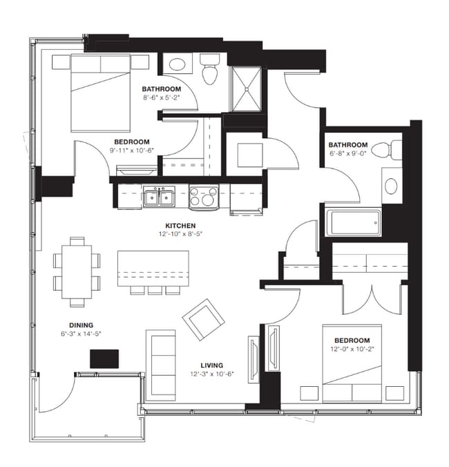 2A-2 Bed - E2 Apartments