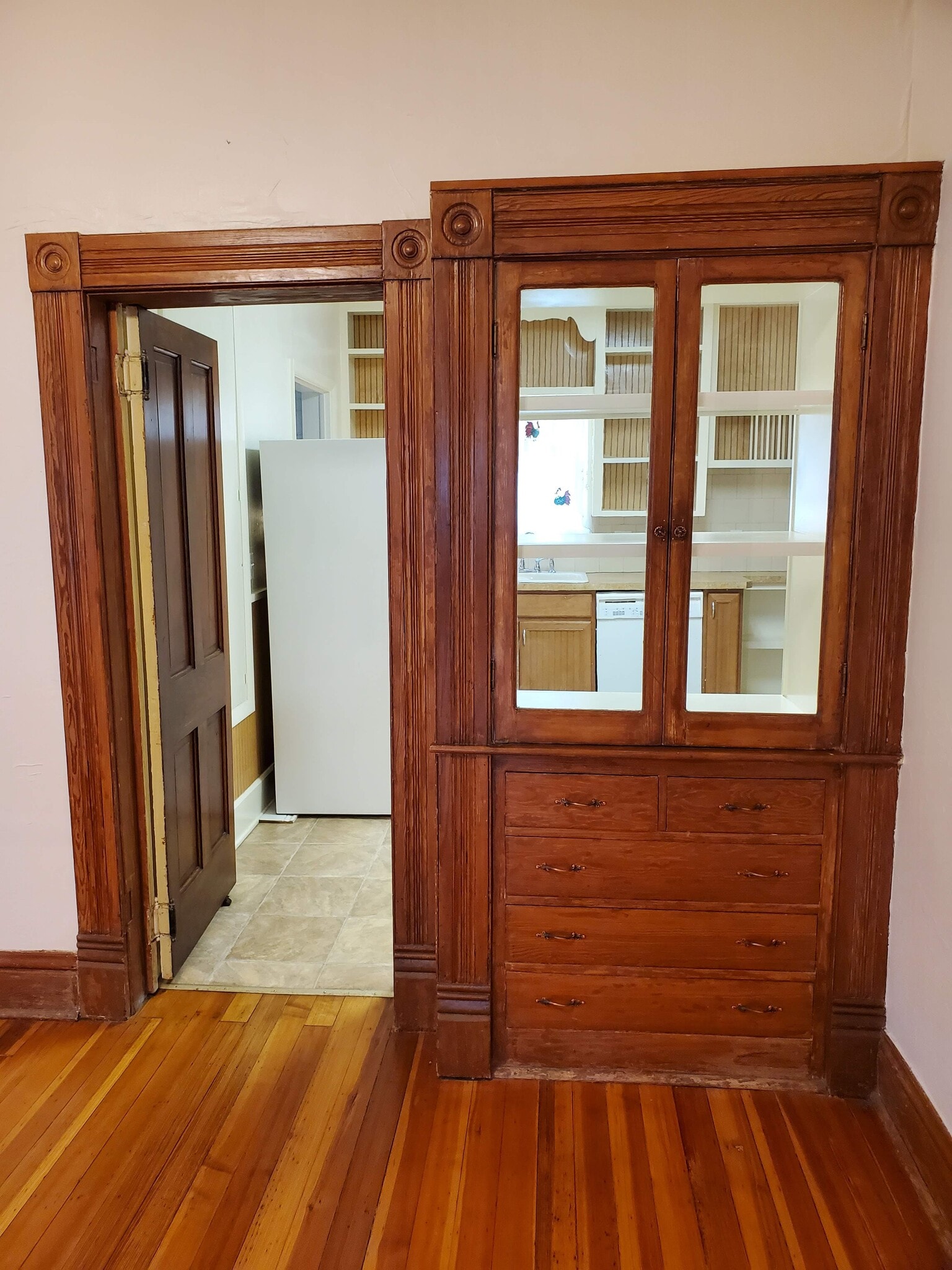 House has original wood work and unique built in features - 607 Harrison Ave