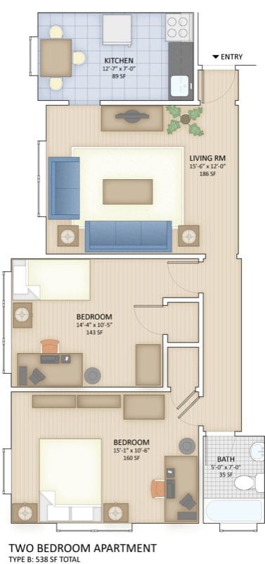 2BR/1BA - Fieldview Apartments