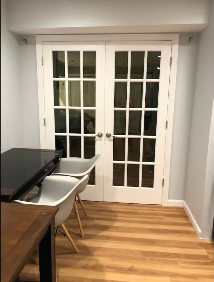 French Doors installed separating private bedroom - 275 croton dam road