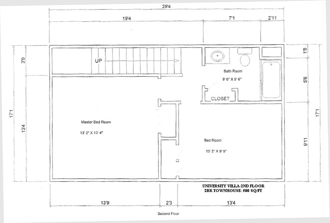 2BR/1BA 2nd fl - University Villa