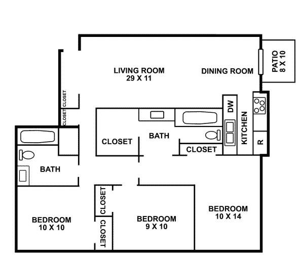 3 Bedroom, 2Bath - Willow Tree Apartments