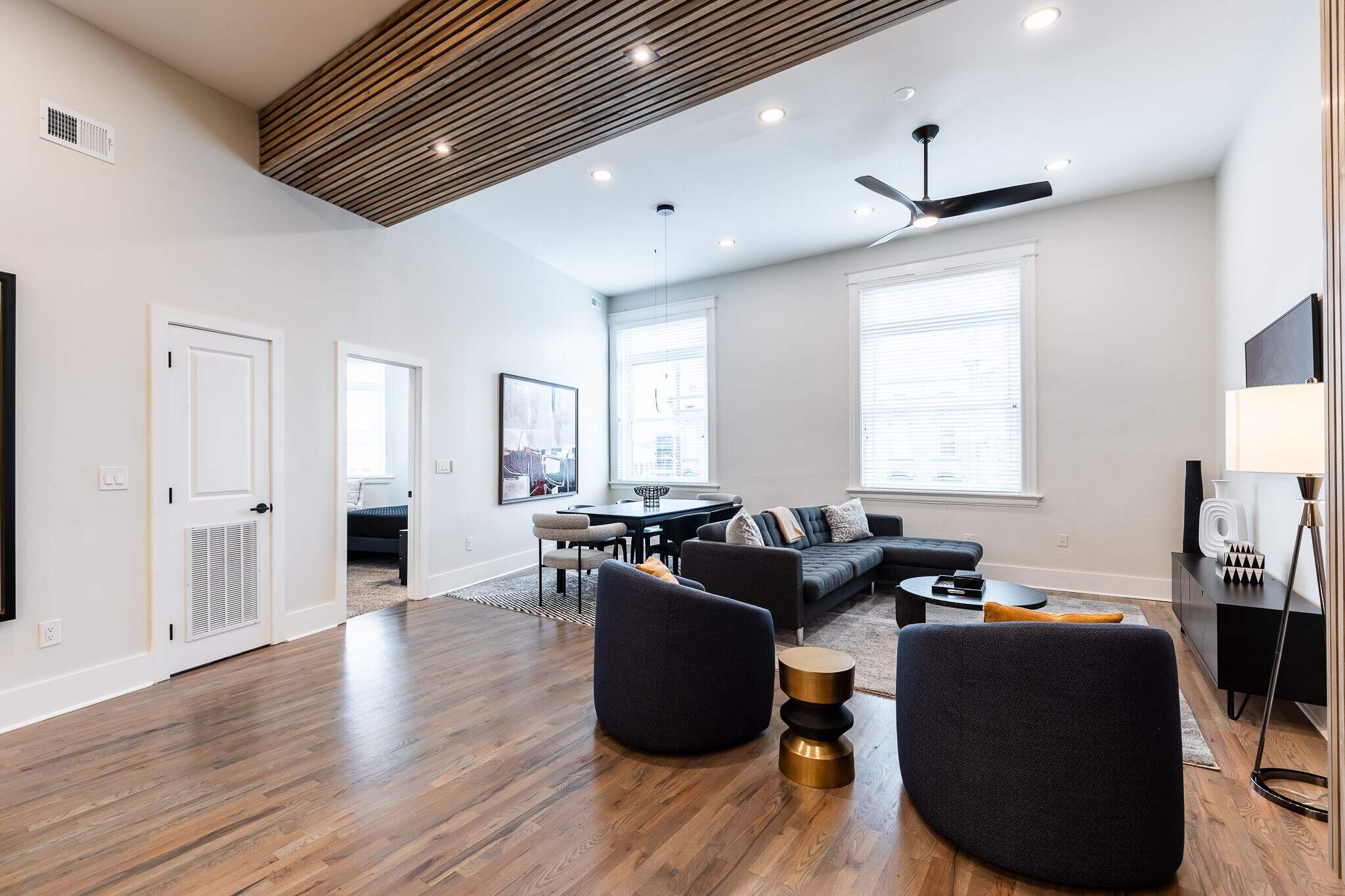 Very high ceilings with large windows. - 795 E McMillan St