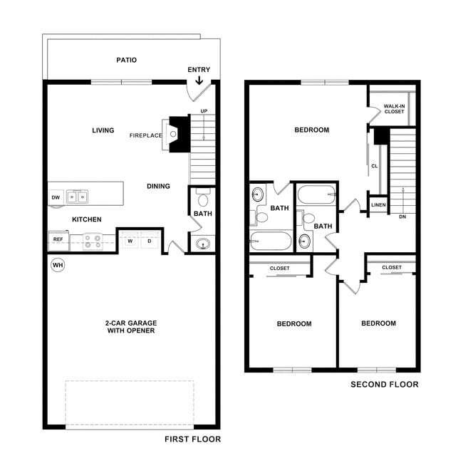 3-Bedroom 2.5-Bathroom floorplan - Canyon Springs Townhome Apartments