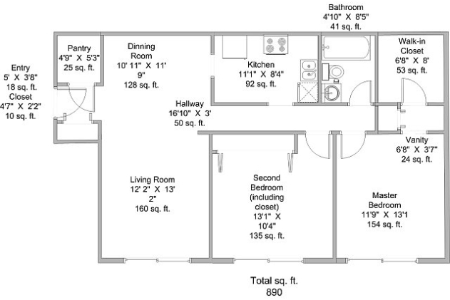 2BR/1BA - Ridgeview Apartments