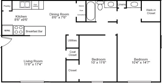 2BR/1BA - Turtle Creek Apartments