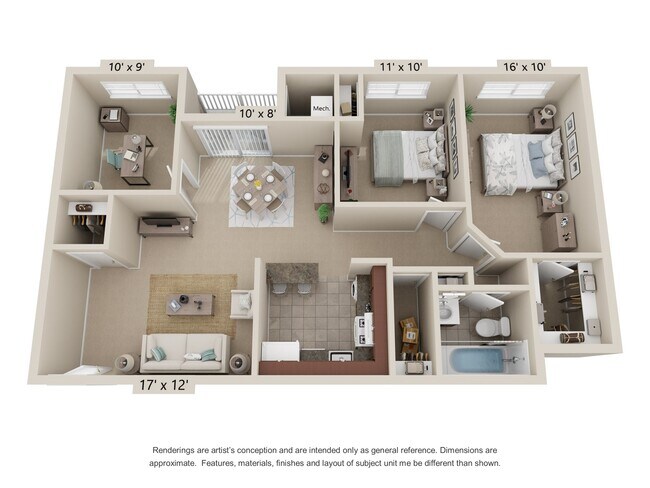 2 bedroom den, 1 bath 1079 sqft - Harbour Manor