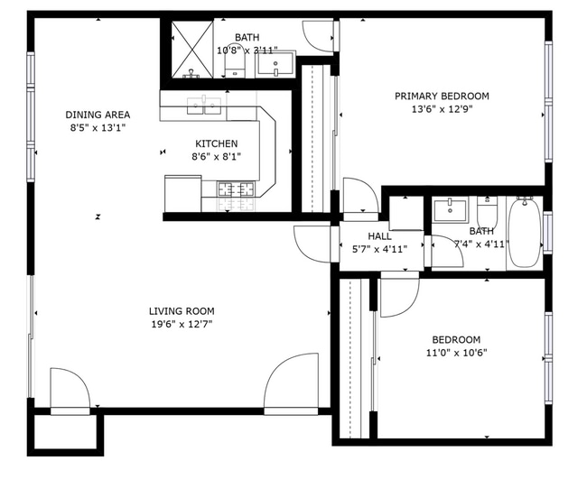 2BR/2BA Layout - Winnetka Gardens Apartments
