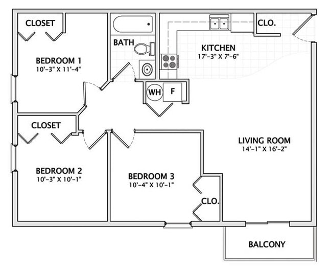 Floorplan - Smith Apartments @ 201 East Armory