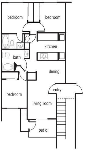 3BR/2BA - Creekbridge Apartments