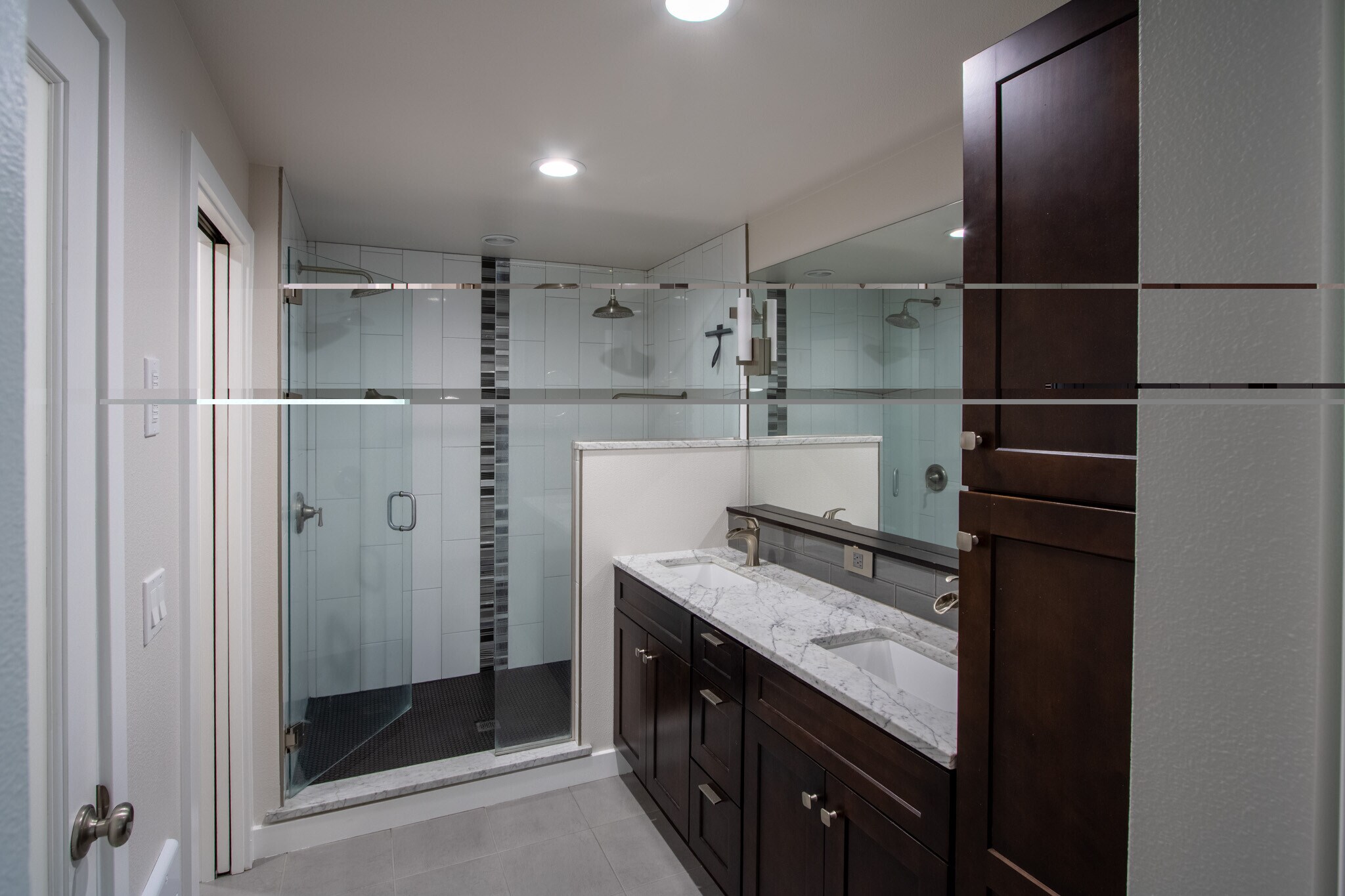 Primary Bathroom: double vanity, large storage cabinet, double shower, walk in closet, toilet room - 13234 SE 261st St