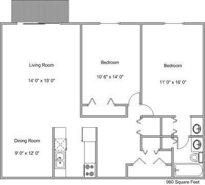 2BR/1BA - Cedars 2