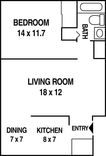 1BR/1BA 650 SqFt - Willow Glen Apartments