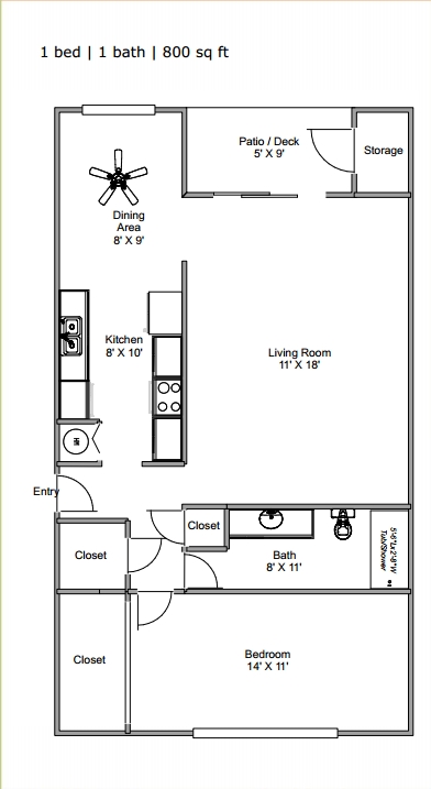 1BR/1BA - Hood Village Apartments