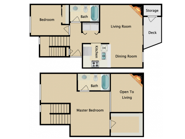 2 Bedroom 2 bath TH - College Pointe Apartments