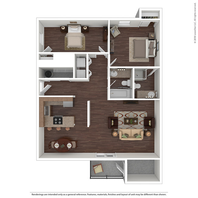 3D Floor Plan w/Furniture - Gatehouse Apartments