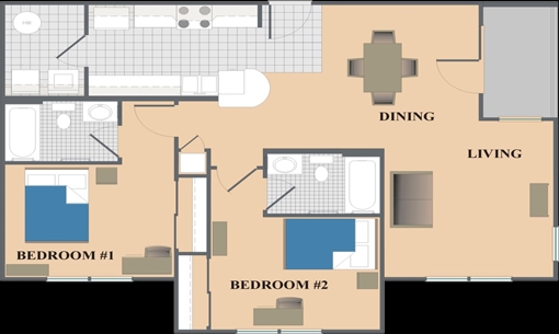 2BR/2BA - The Courtyards at University of Maryland