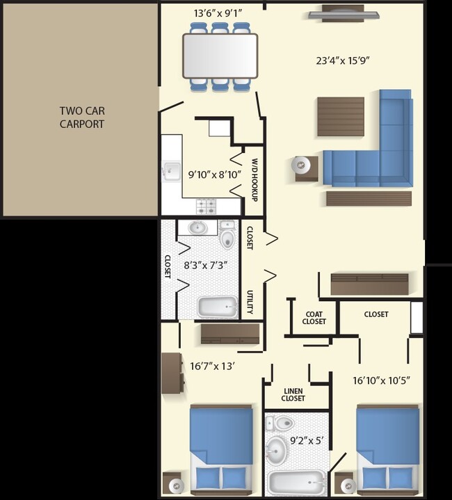 Duplex Floor Plan - Hickory Village