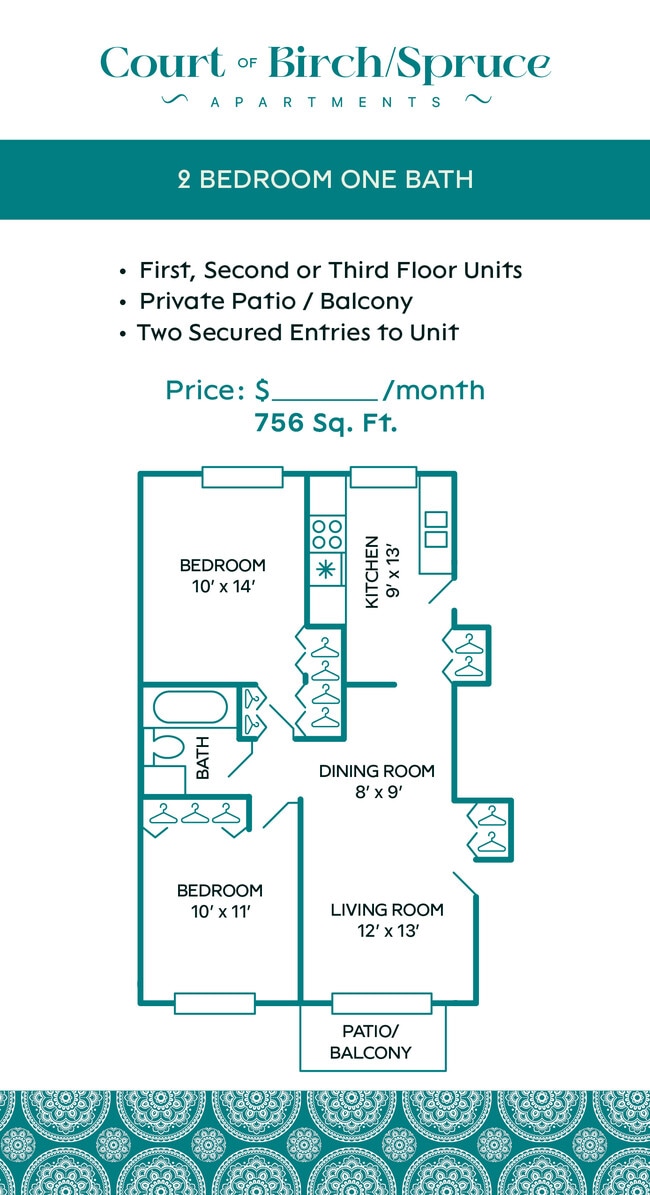 Floorplan - Court of Birch and Spruce Apartments