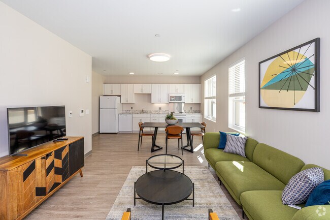 2BR, 2BA - 933SF - Living Room & Kitchen - 2 and 6 Lamartine