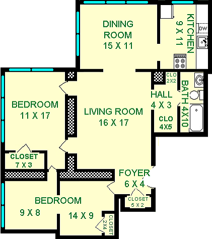 Gulf Two Bedroom Floorplan - Cloisters