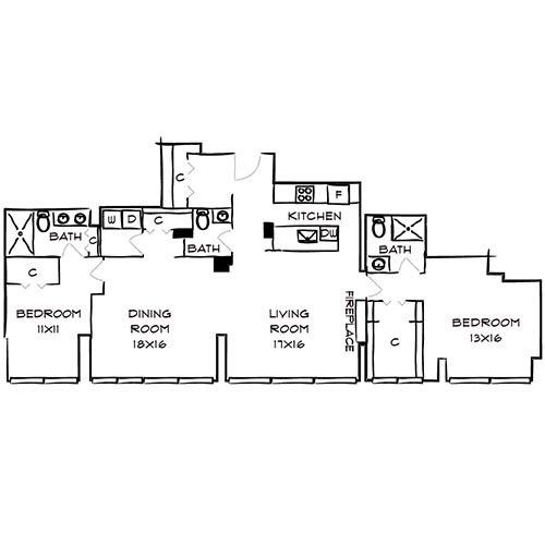 Floorplan - Park Towne Place Apartments