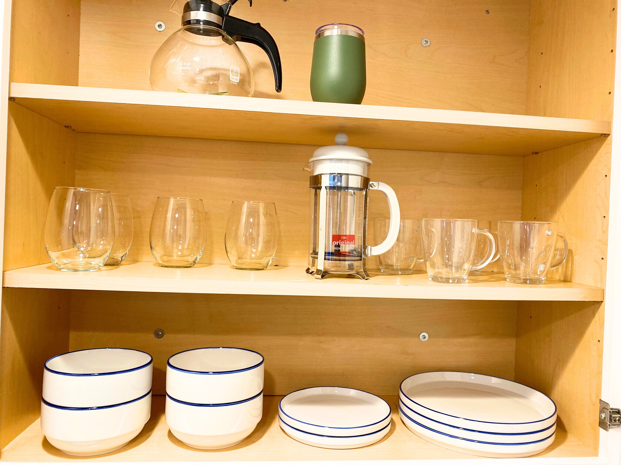 French press, tea kettle and dishware. - 220 Woodland Pky