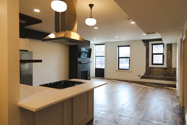 Apartment D Kitchen and Livingroom - 121 Michigan Ave W