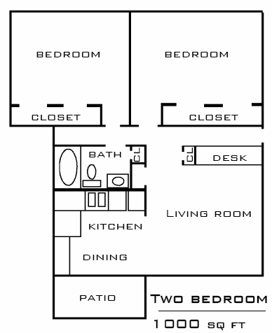 2BR/1BA - Town and Country