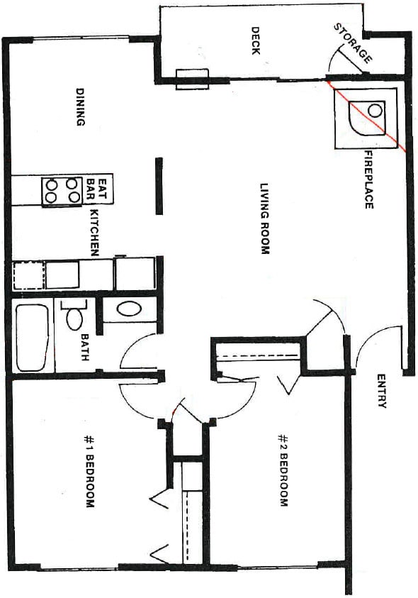 Lg 2 bed 1 bath - University Village Apartments