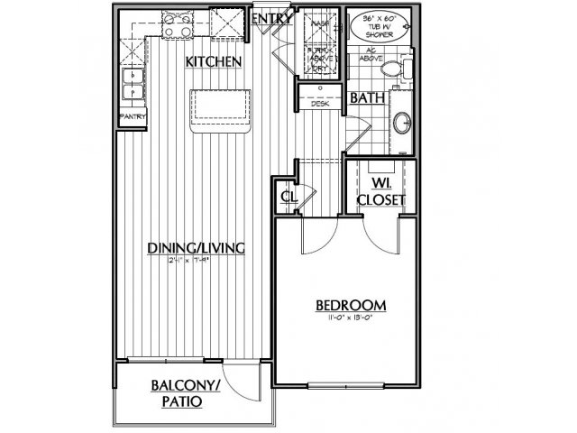 A2.1 â?? One bedroom, one bath home with 695 s.f. - CityVista Apartments