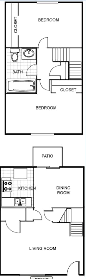 2 Bedroom Townhome - Sunset Townhomes