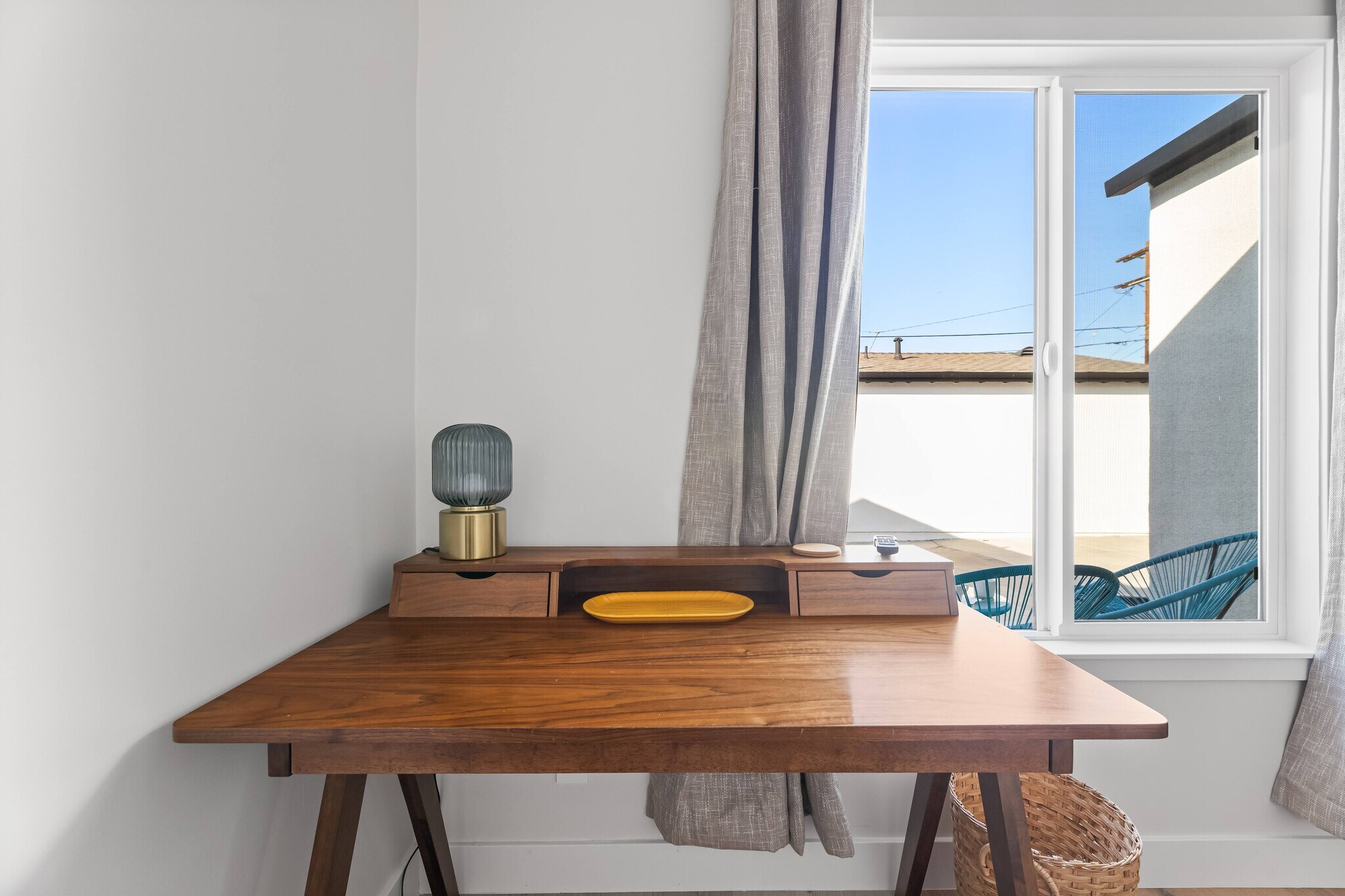 3rd bedroom with large closet, West Elm furniture, desk for the possibility to work from home. - 1823 N Ditman Ave