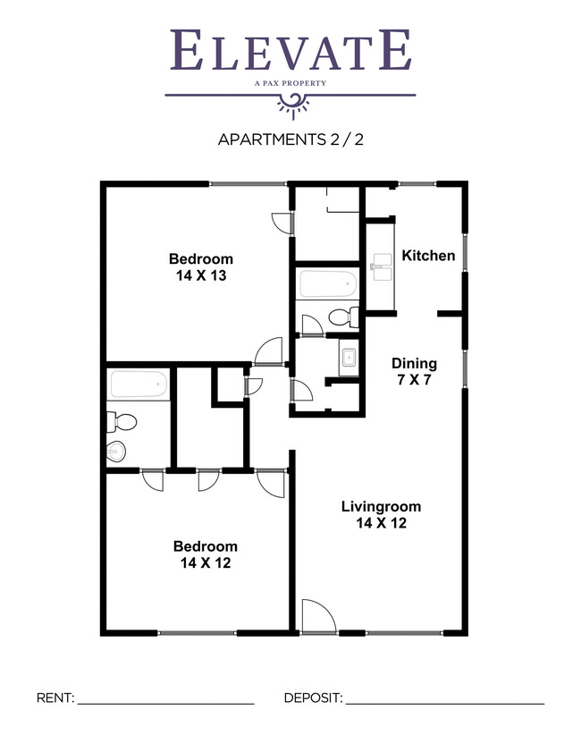 2 Bedroom-2 Bath Flat - Elevate Apartments