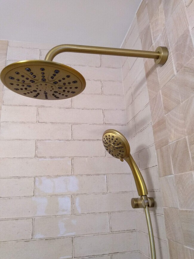 Sun showerhead in large shower - 21253 Lake George Blvd