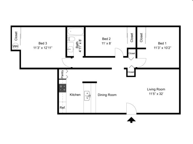 3BR/1BA - Sunrise Estates Apartments