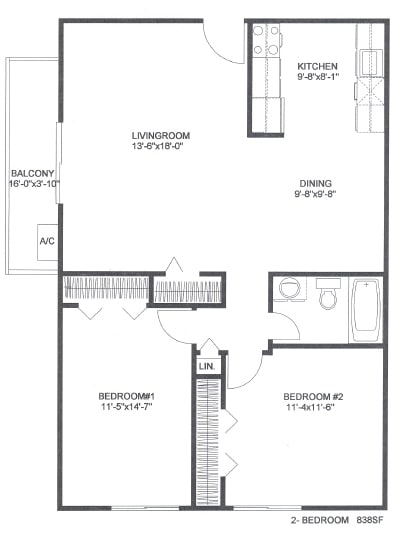 2BR/1BA - Glacier Ridge Apartments