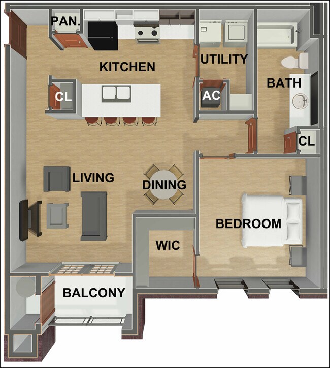 1 BED ROOM FLOOR PLAN - Dallas Apartments