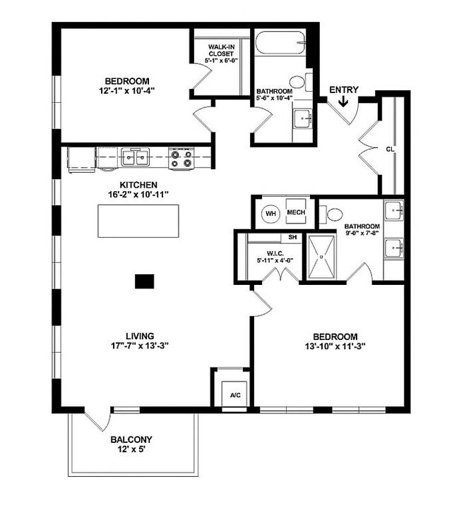 B1 Floorplan with Dimensions - Maple and Main