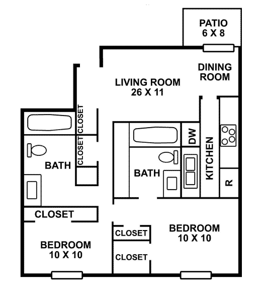 2 Bedroom, 2Bath - Willow Tree Apartments