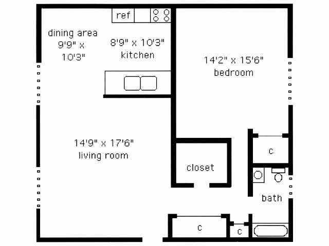 garden one bedroom - Clayton Arms Apartments