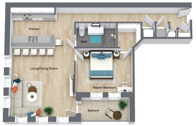 1Bd G balcony - 5055 S Dorchester Ave