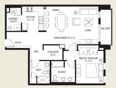 1BR/2BA - Station Square