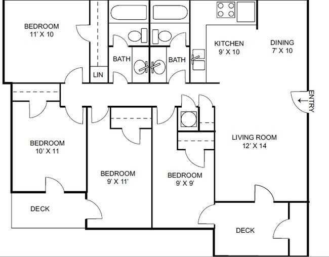 4BR/2BA - Windsong Apartments