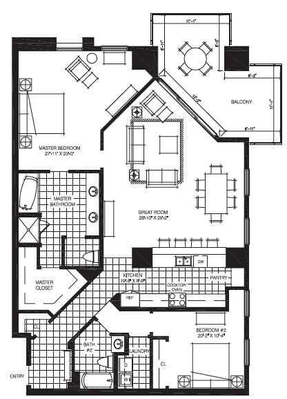 2BR/2BA - The Mark