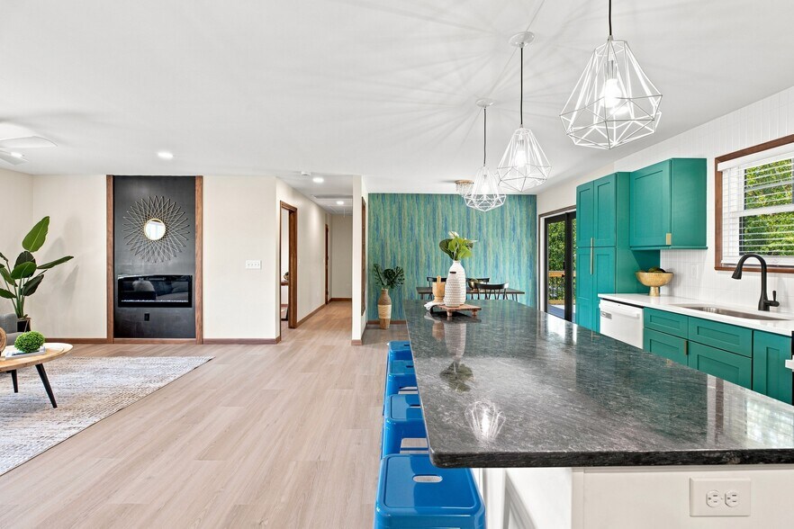 large kitchen island open to dining room - 9227 Amos Road