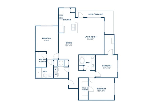 3 Bedroom | 2 Bath | 1471 SF - Cyan Craig Ranch Apartments