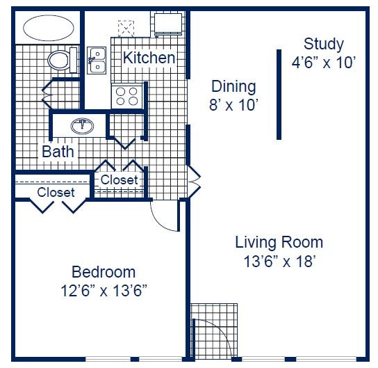 A8 - 1x1 Med Garden w/Dining sq ft 772-772 - Briarwood Hills